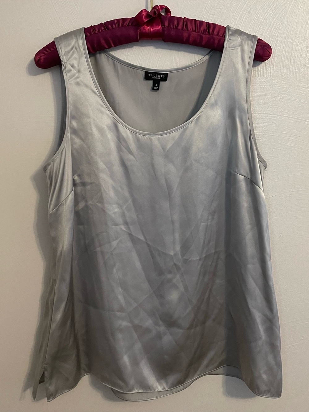Talbots Women’s Silver Tank Top Size 8 100% Silk
